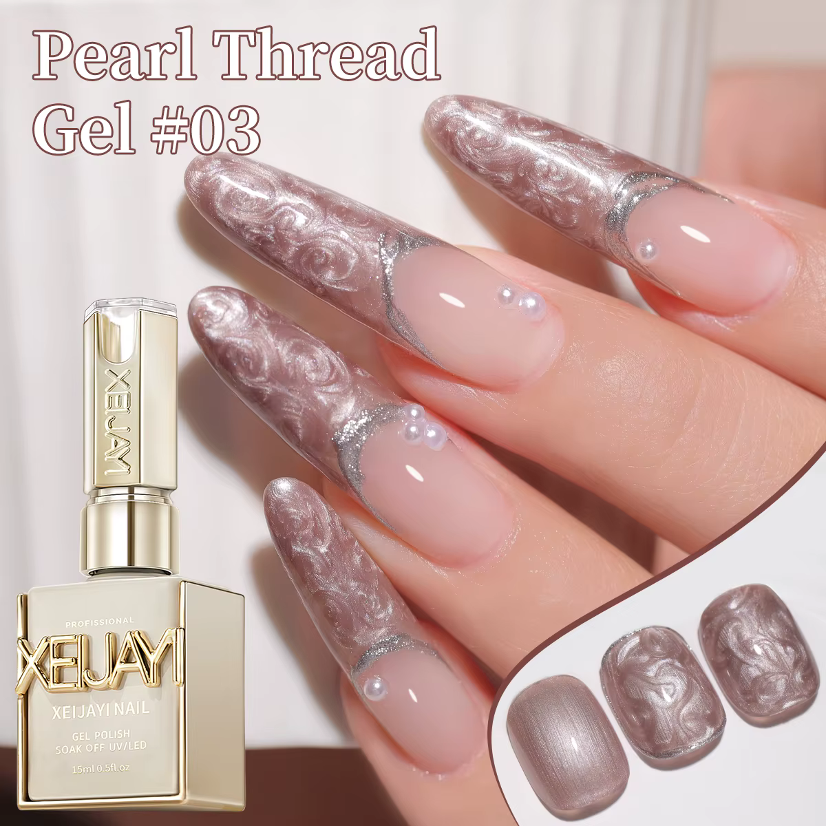 Vernis à ongles Gel à fil blanc perle 15ML