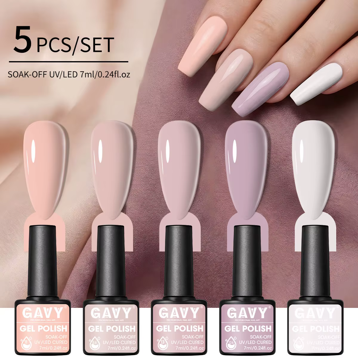 Ensemble de vernis à ongles en gel rose nude