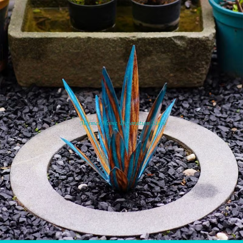 H7BF – décorations jardin en Agave pour piquet extérieur, Sculpture Tequila peinte à main