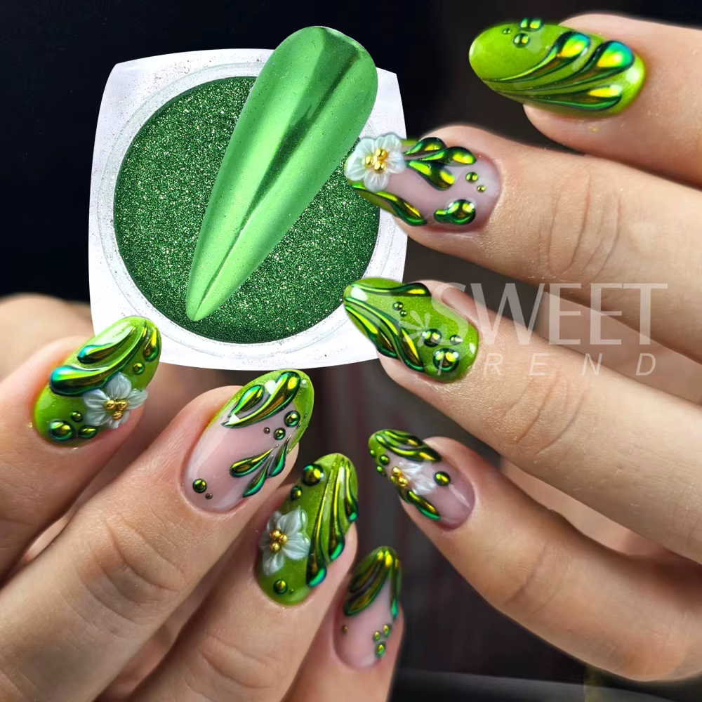 Poudre chromée pour ongles