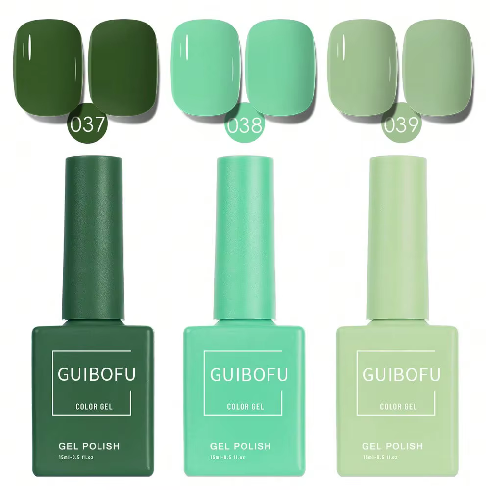 Lot de 3 vernis gel vert forêt 15 ml
