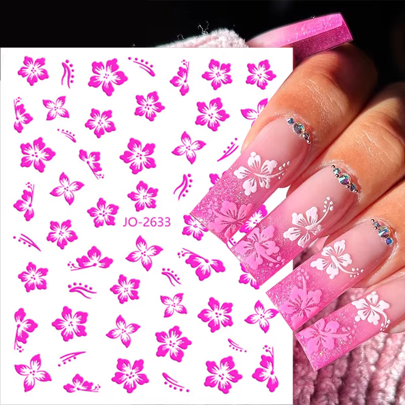 Autocollants 3D de fleurs d'hibiscus pour la décoration des ongles
