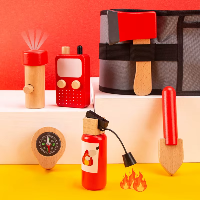 Outil de Simulation en bois pour enfants, ensemble de sacs de taille de pompier, jeu de rôle, jouets éducatifs pour enfants de 3 à 6 ans