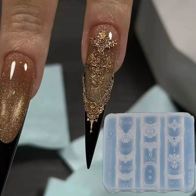 Moule à ongles en dentelle transparente pour femmes