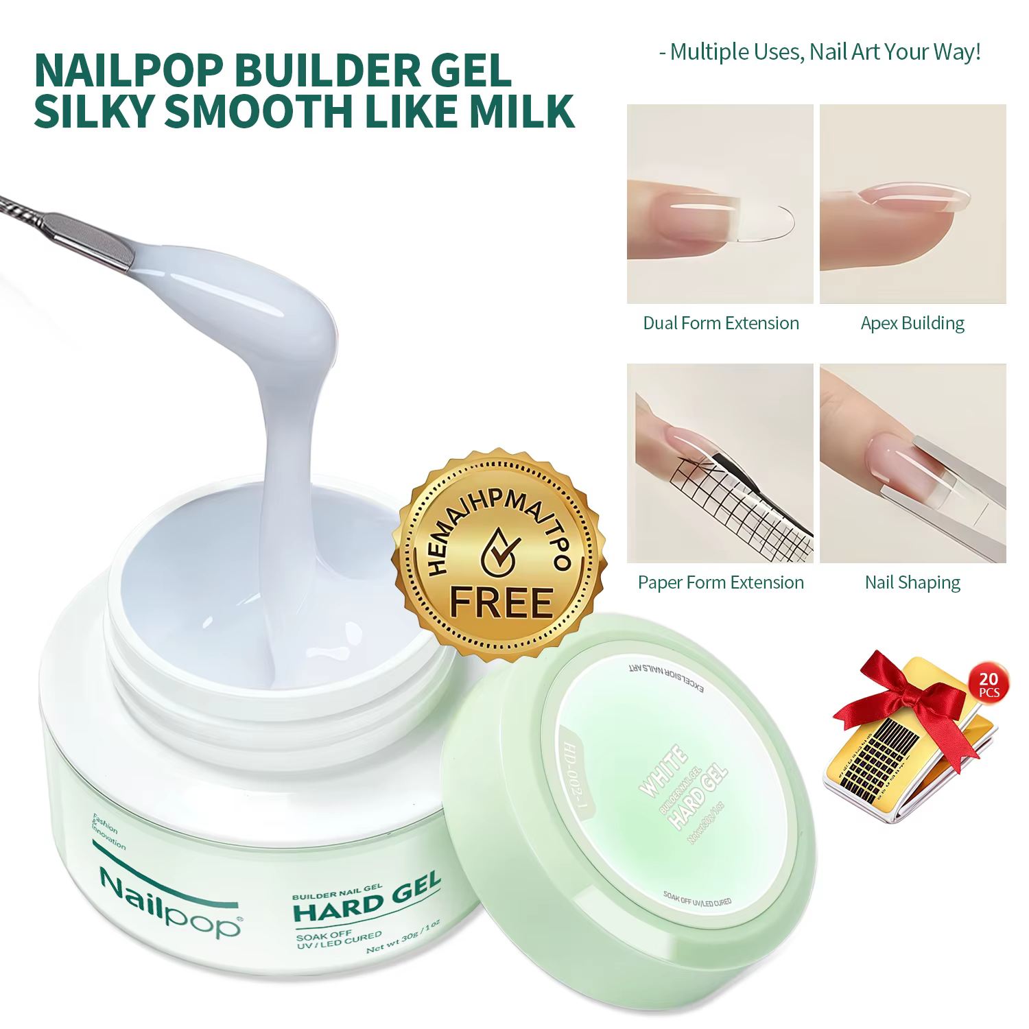 Nailpop 30g constructeur Gel Extension laiteuse UV LED ongles acryliques durcis longue durée Gel de construction rapide bricolage à la maison Salon manucure