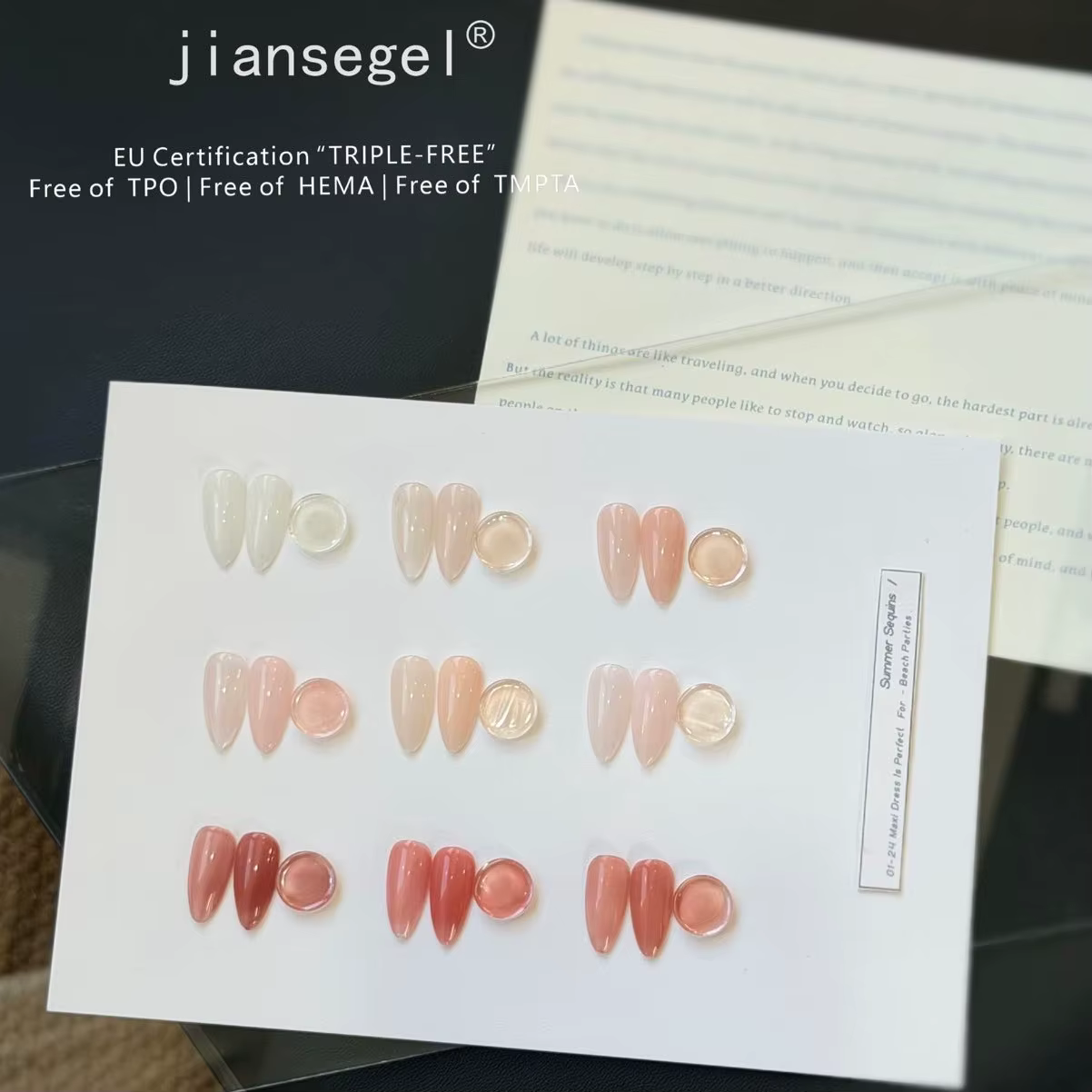 Ensemble de gel à ongles en soie de jade 24 couleurs pour salons de beauté