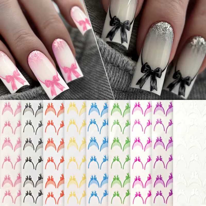 Autocollant pour Ongles Noir à la Française pour Manucure
