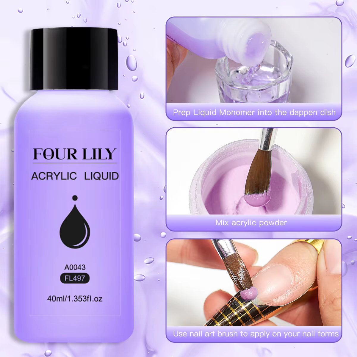 FOUR LILY 40ml Liquide acrylique pour poudre acrylique