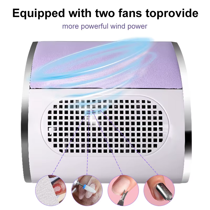 Collecteur de poussière d'ongles 80W, aspirateur de bureau à double ventilateur, collecteur de poussière d'ongles haute puissance avec filtre