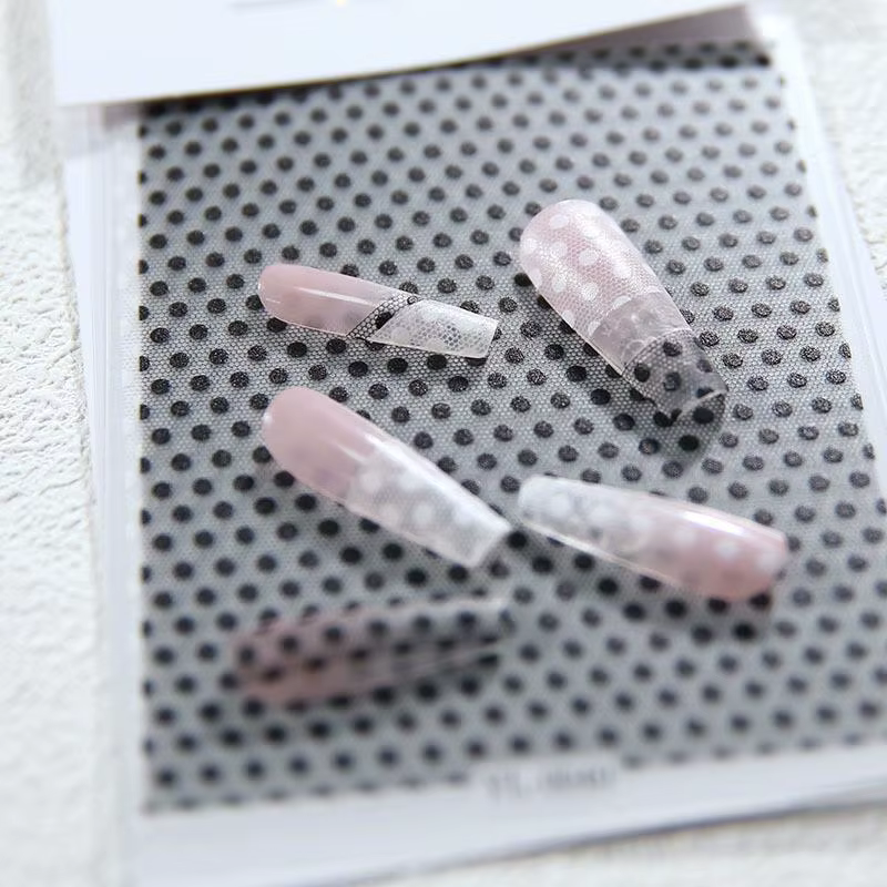 Autocollants adhésifs pour ongles à pois noirs et blancs, motifs dentelle, décorations DIY pour manucure en salon