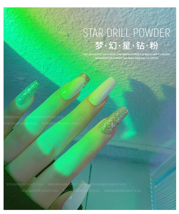 Poudre de diamant cristal pour ongles dorés