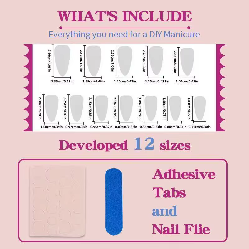 24 faux ongles longs pointus style patch