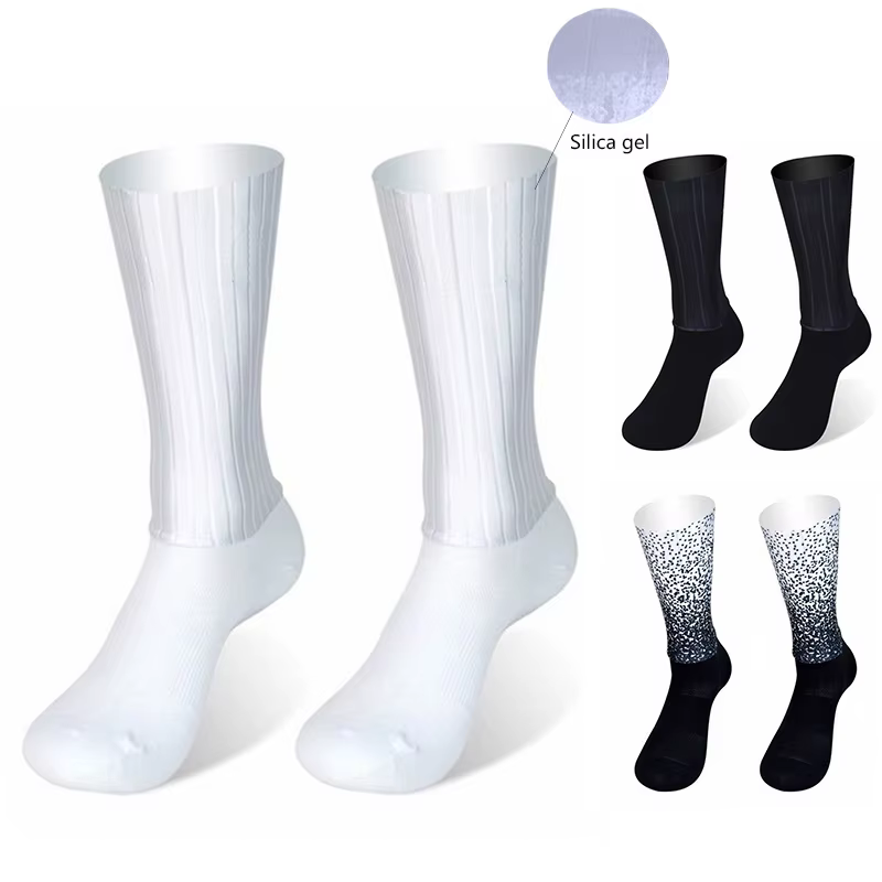 Nouveau été Aero vélo équipe cyclisme chaussettes Gel de silice antidérapant respirant Pro course chaussettes de sport hommes femmes Calcetines Ciclismo