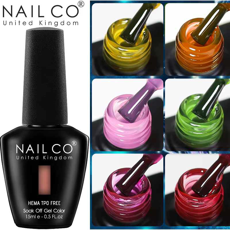 Vernis à ongles en gel semi-permanent NailCO Nouvel An Rouge Translucide Hema TPO FREE