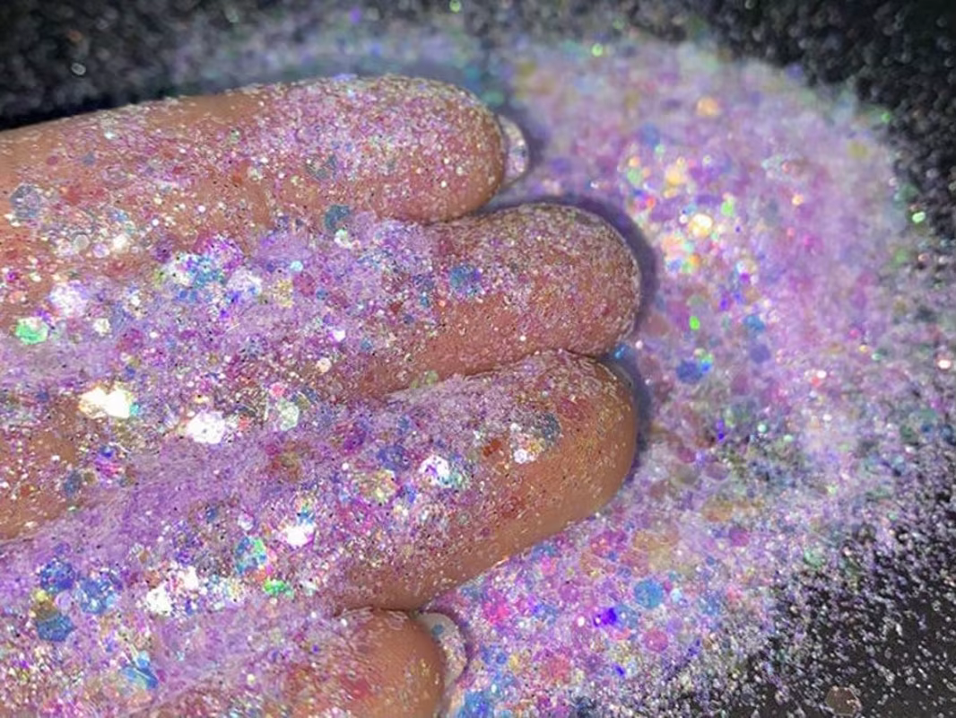 50 g/sac brillant irisé rose Nail Art paillettes Ultra-mince mixte hexagone