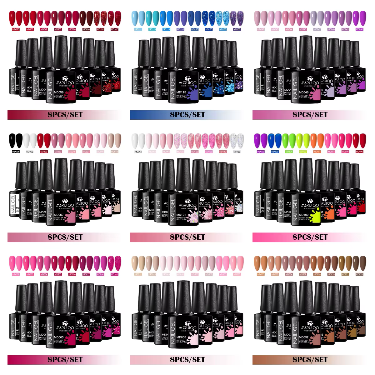 MSRUIOO 8 pièces/ensemble printemps été vernis à ongles HEMA gratuit Semi Permanent couleurs classiques