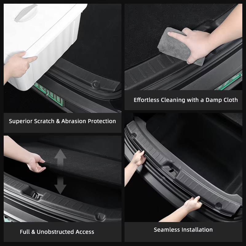 Pour Tesla modèle Y 2021-2025 Juniper lancement coffre seuil plaque protecteur TPE coffre tapis couverture arrière pare-chocs garde Pad accessoires