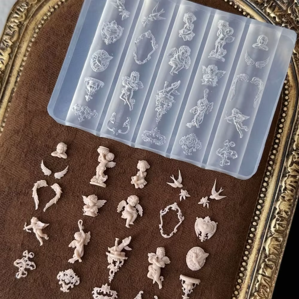 Moule à ongles en silicone 3D baroque ange