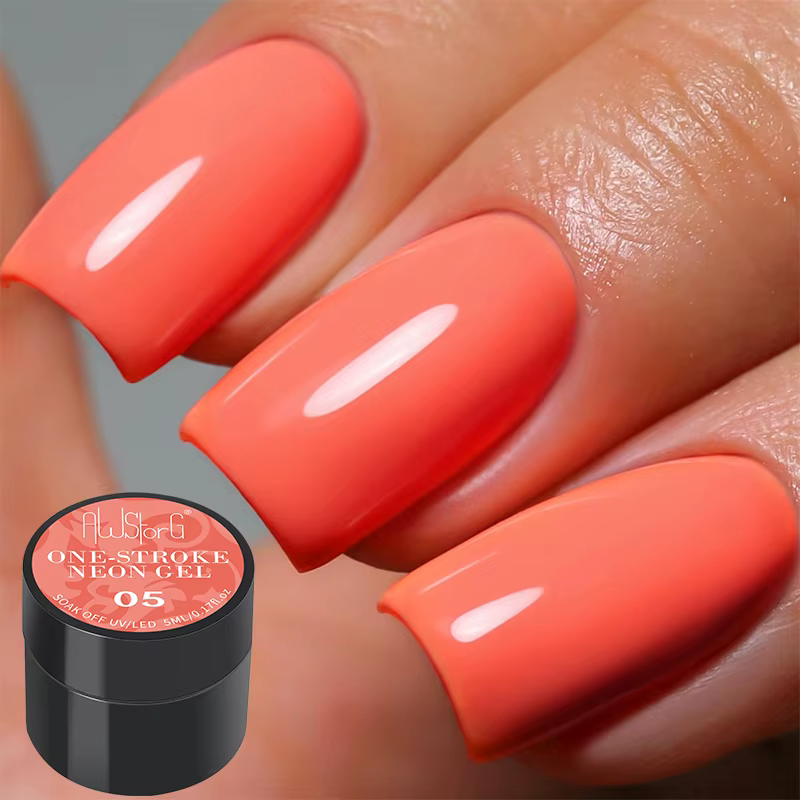 AWStorG 5ml One Stroke Neon Gel Nail Polish Bright Blue Green Purple Red Yellow Orange Soak Off UV LED