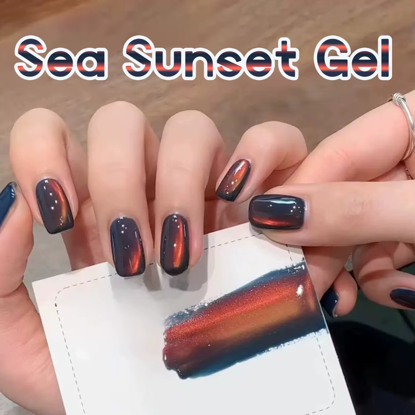 1-12 pièces WS automne hiver ongles mer coucher de soleil ambre bleu or Linght cristal verre perle oeil de chat Gel