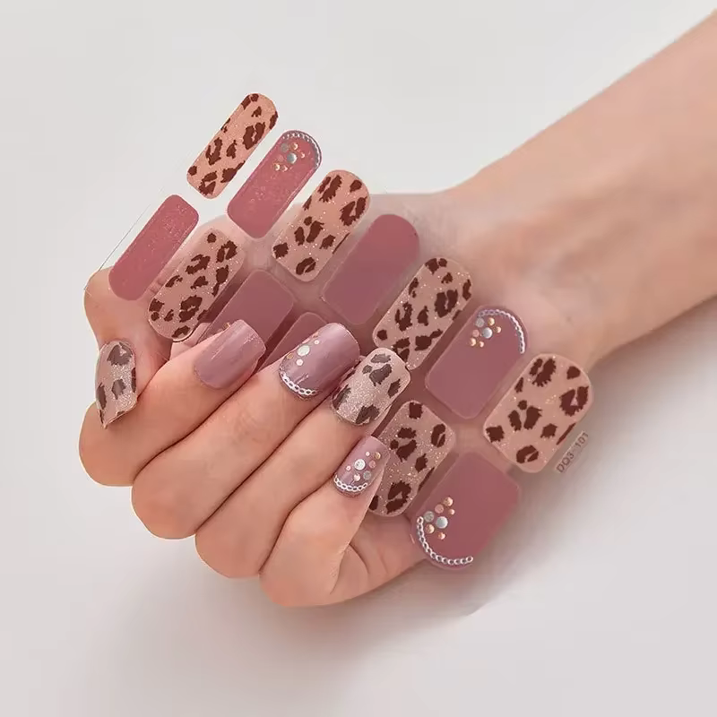 Patch pour ongles en Gel imprimé léopard au Laser