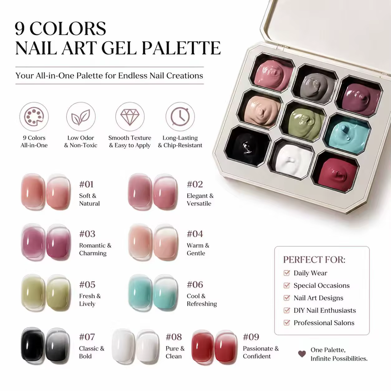 Vernis à ongles gel 9 couleurs inspiré de Morandi