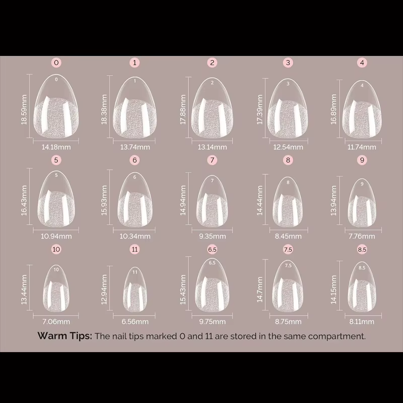 Pointes d'ongles ultra-courtes en forme d'amande