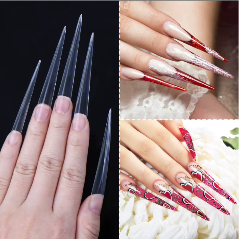 Embouts d'ongles artistiques à pointes Extra longues pour Salon