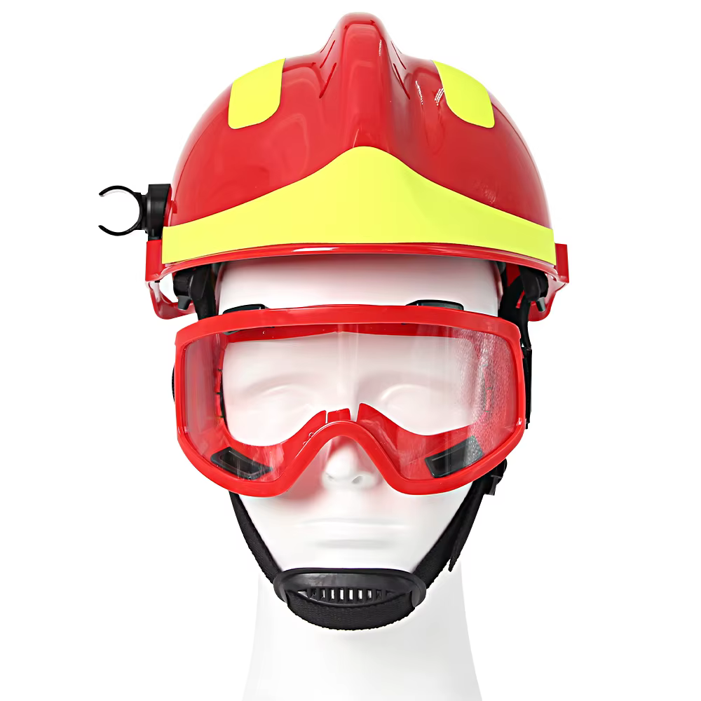 Casque de pompier, casques de sécurité pour les interventions d'urgence, casque de protection ABS pour pompiers avec support pour lampe torche et ensemble de lunettes de protection