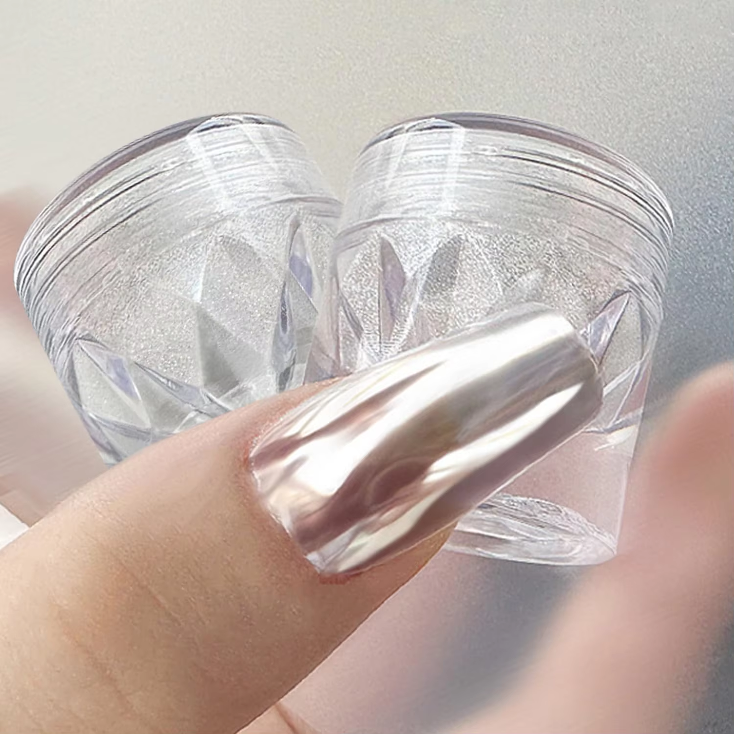 1 PCS Poudre à ongles chromée blanche