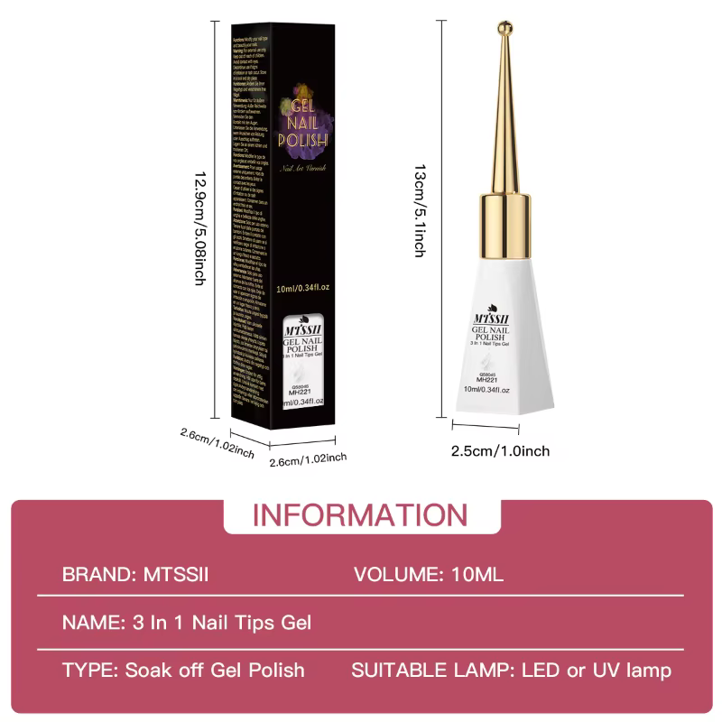 MTSSII 10ml Gel 3-en-1 pour extensions d'ongles