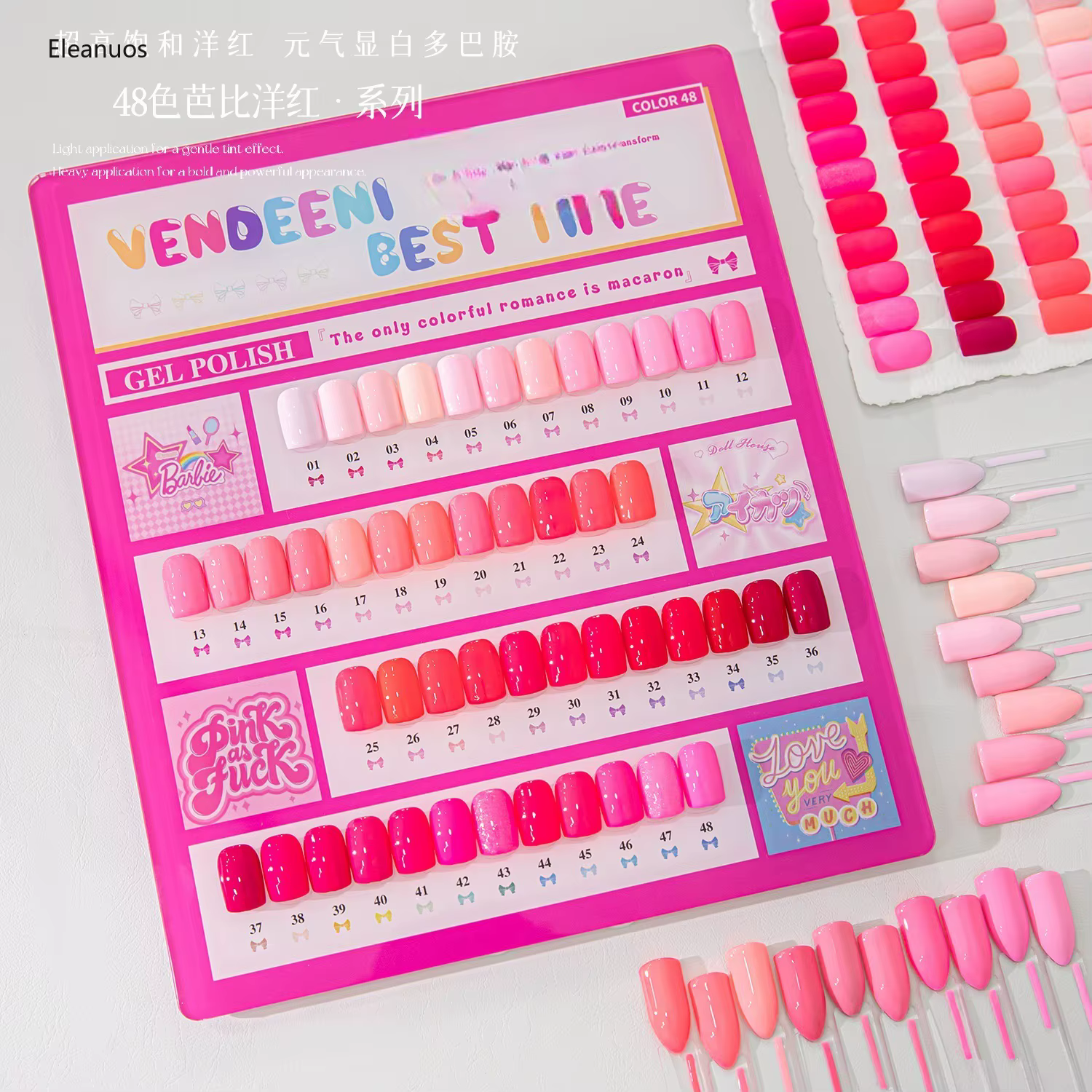 Eleanuos 48 Couleurs Gel Vernis à Ongles Magenta Rouge Maille Populaire Saturé Blanchissant Gel de Trempage Facile à