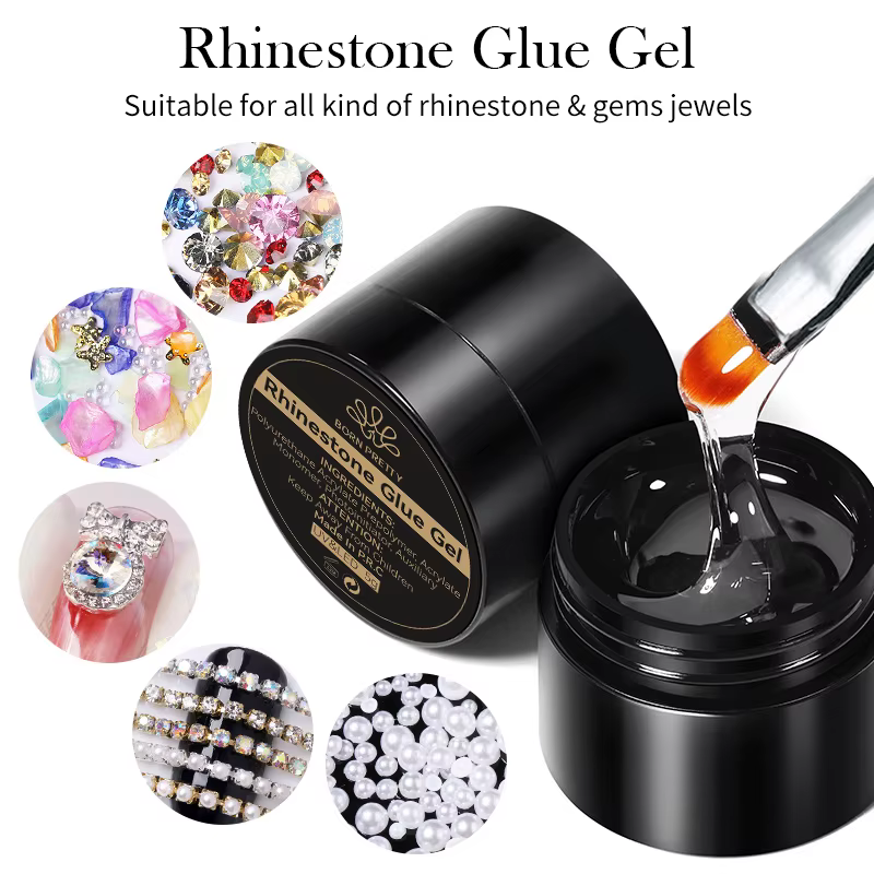 BORN PRETTY strass colle Gel miroir poudre à ongles avec brosse de revêtement d'ongle UV LED Transparent adhésif