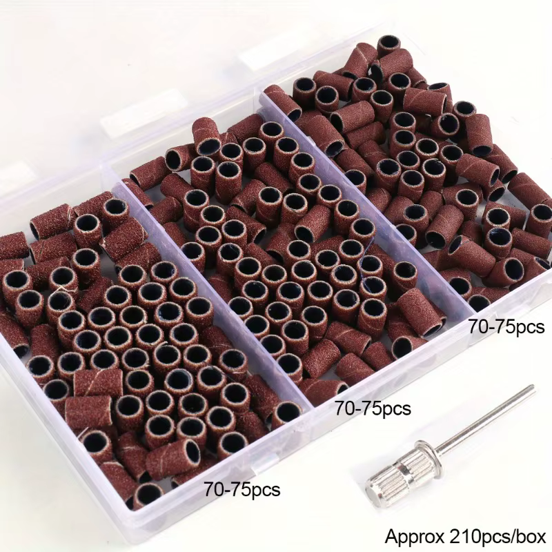 210 pièces bandes de capuchon de ponçage des ongles 80 ''/120''/180 ponceuse forets