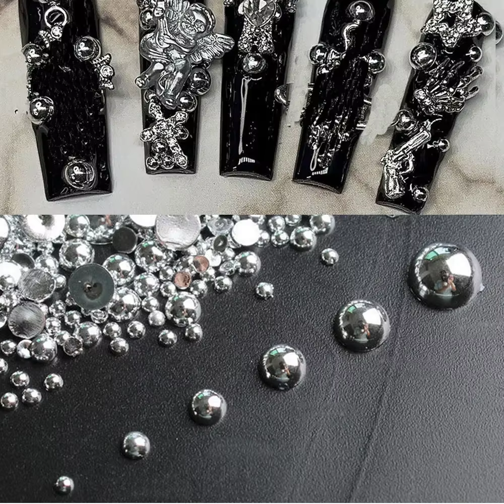 Breloque en perle demi-ronde pour ongles