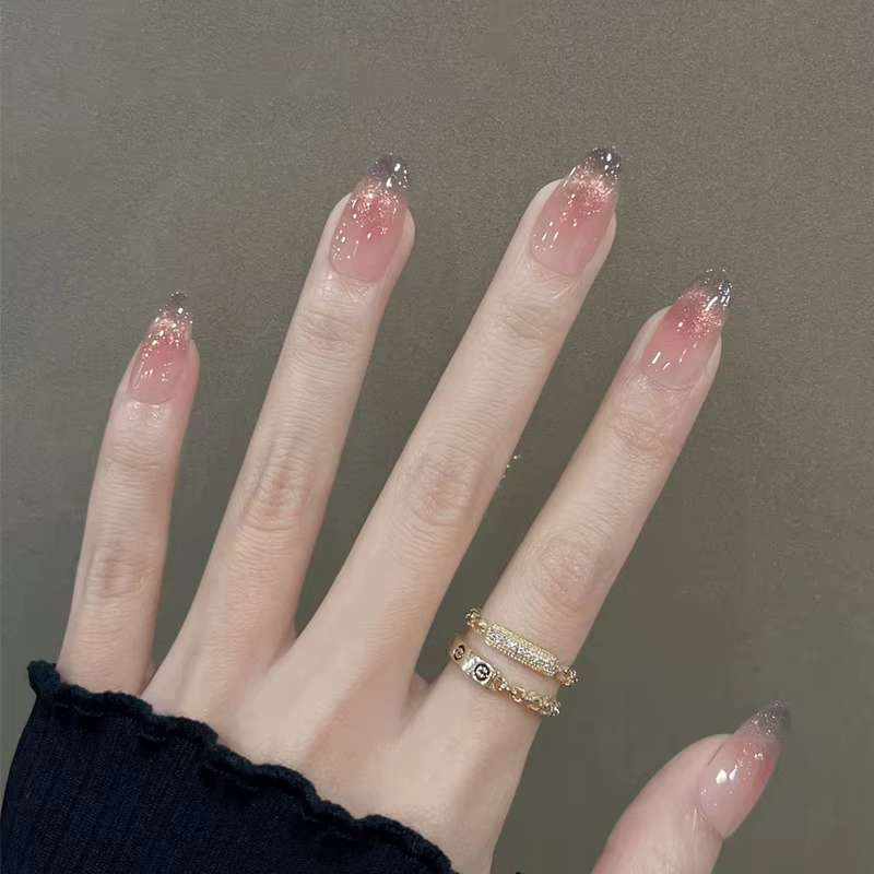 24 pièces français amande presse sur ongles faux
