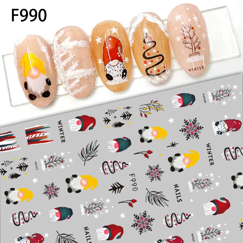 Autocollants pour ongles sur le thème de Noël avec des rennes