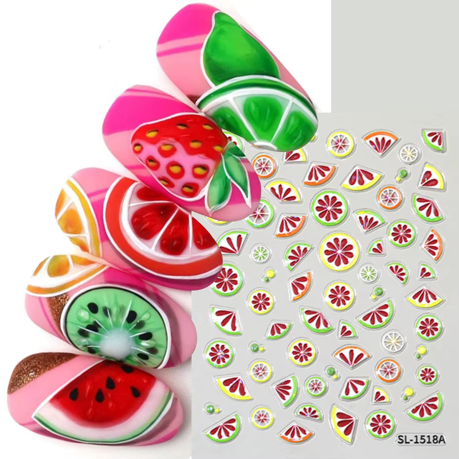 2 autocollants pour ongles en gelée aux fruits tropicaux