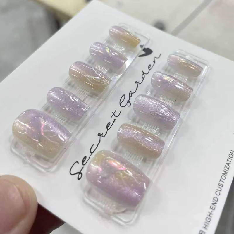 10 pièces femmes filles rêveur queue de poisson méduse nouveau fait à la main oeil de chat presse sur ongles détachable