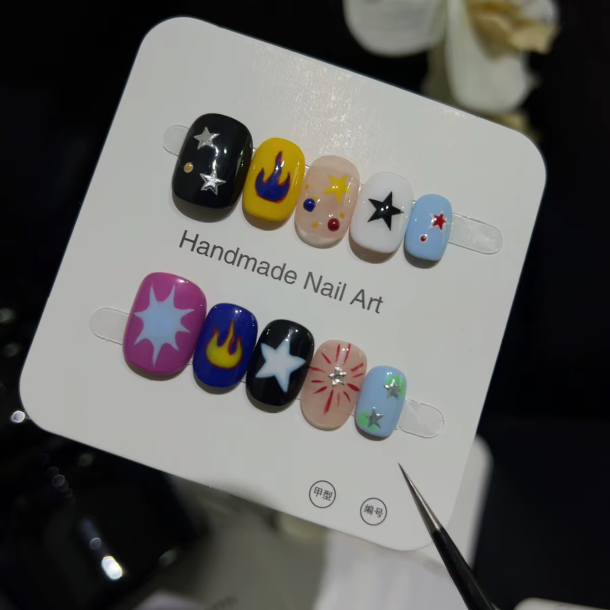10 pièces bleu Blush court carré rond fait à la main Pres sur les ongles doux coloré dégradé mignon français faux