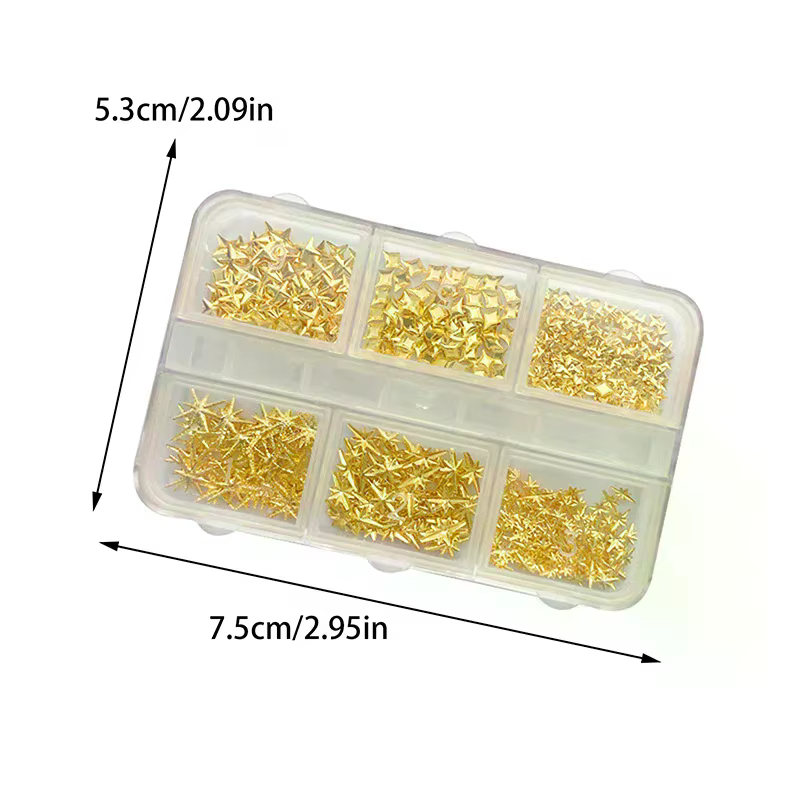 6 grilles métalliques or argent Nail Art strass décor manucure breloques Flatback Starburst pentagrammes bijou accessoires pour ongles