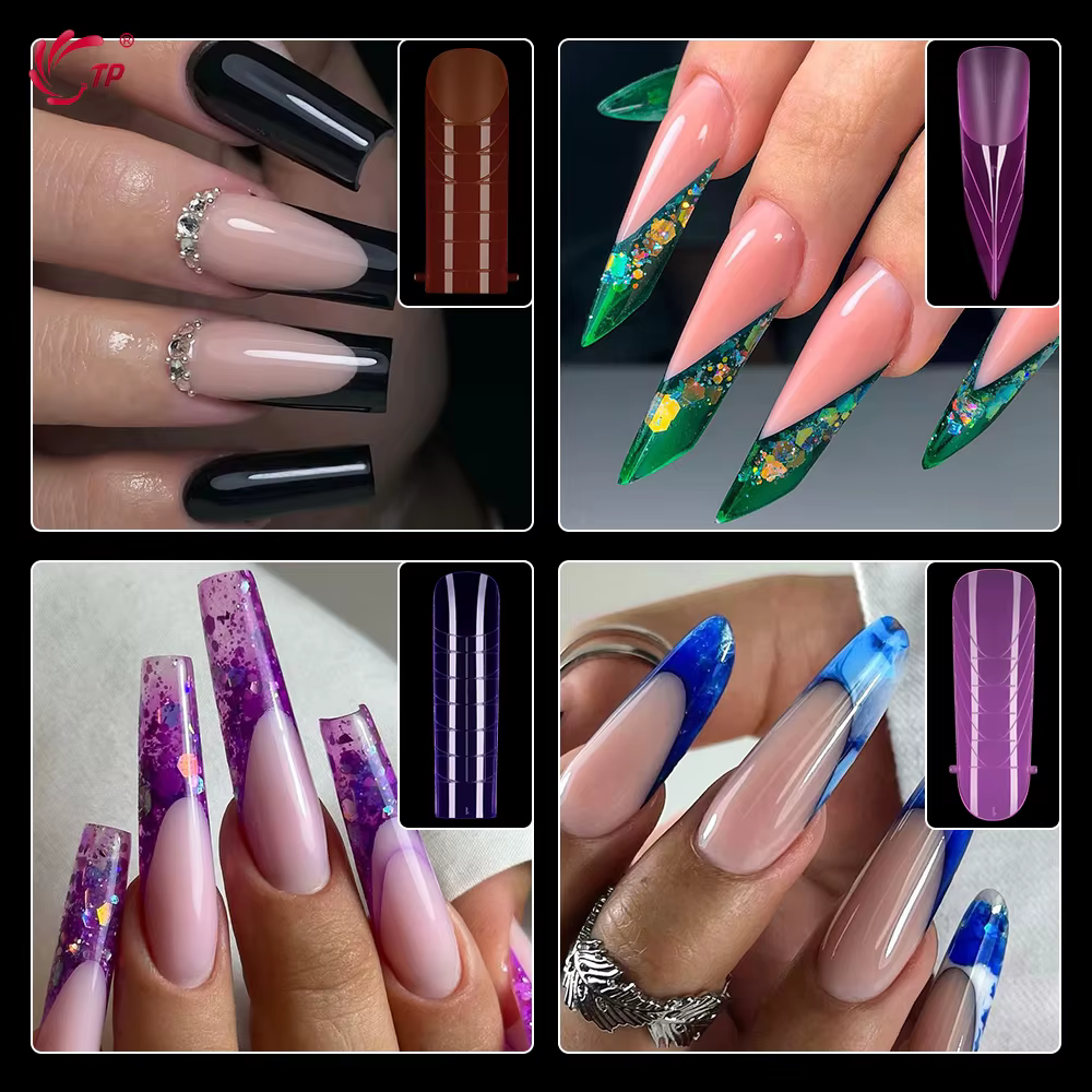 TP 292 pièces/boîte ongles double forme ensemble coloré acrylique Extension