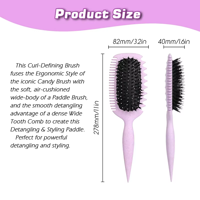 Brosse de définition de boucles, brosse coiffante pour peigner et façonner les boucles des femmes pour réduire la traction