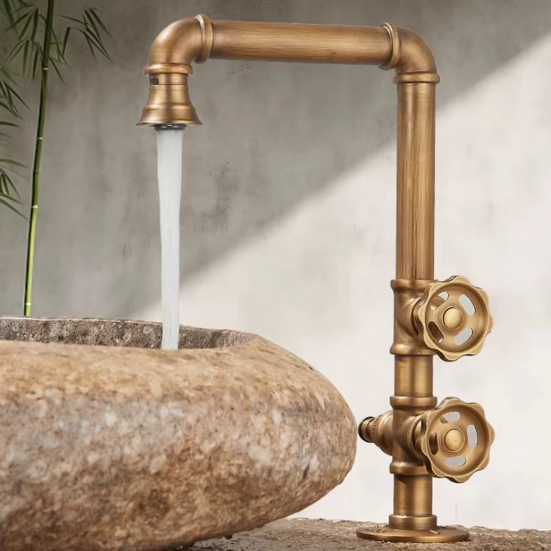 Robinet antigel extérieur en laiton Antique, lavabo de balcon, robinet de refroidissement unique, vanité 360 ° Bec rotatif pivotant uniquement robinet froid