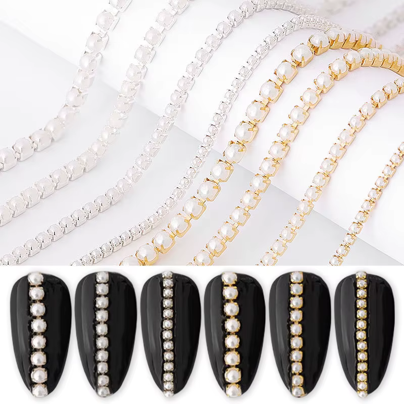 Chaîne d'ongles en cristal strass