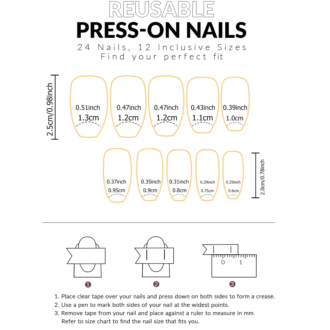 Faux ongles carrés pressés chromés marron