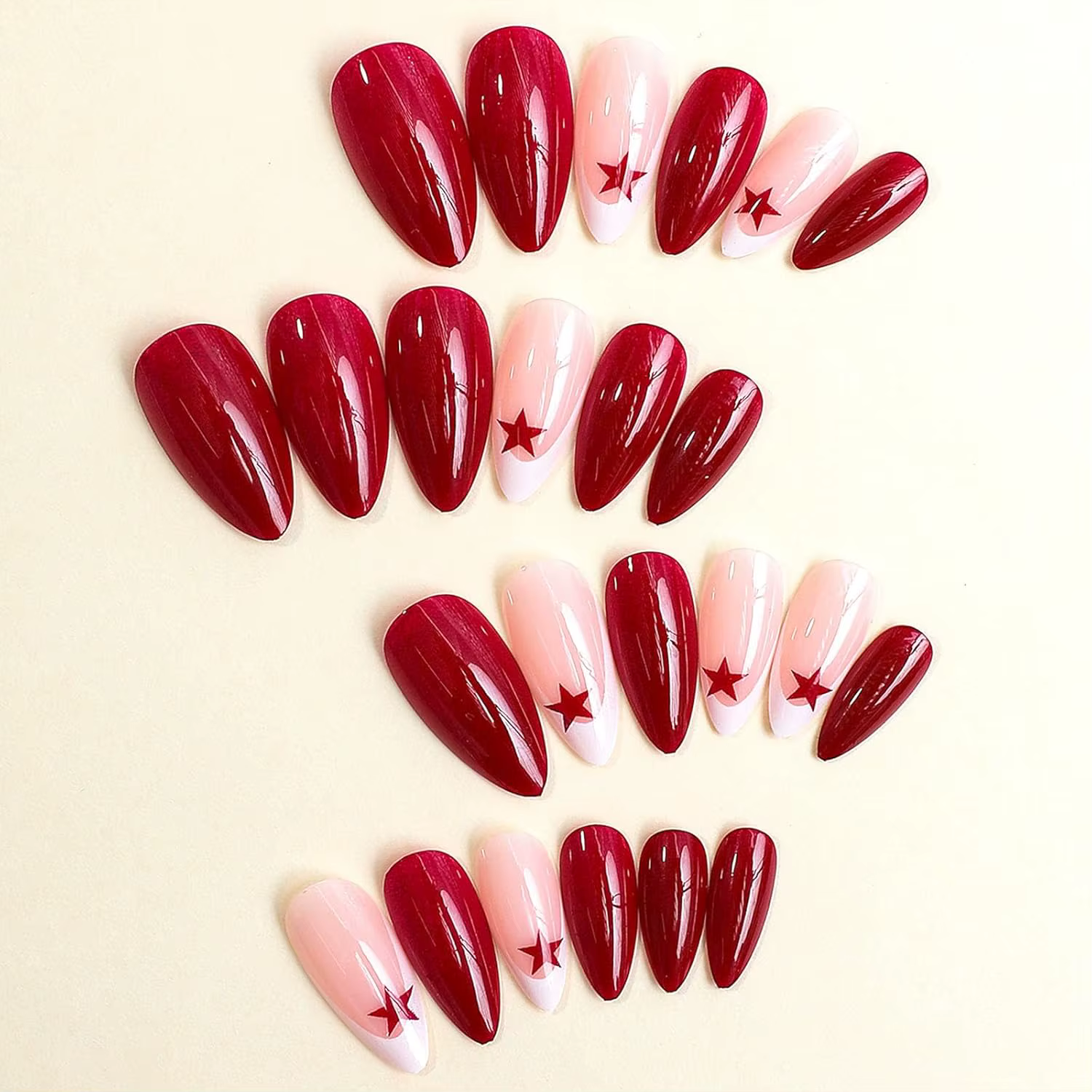 Faux ongles à pression en amande moyenne
