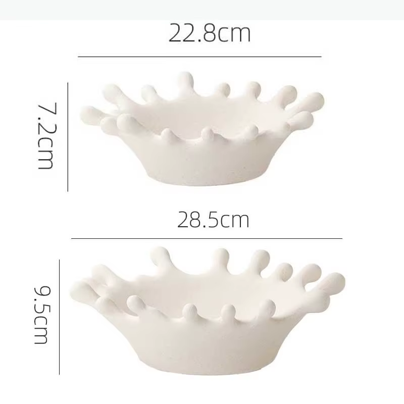 Plateau à fruits en céramique en forme de couronne, plateau créatif pour collations et bonbons, plateau de rangement, plateaux à fruits secs, corbeille à fruits, vaisselle de table domestique