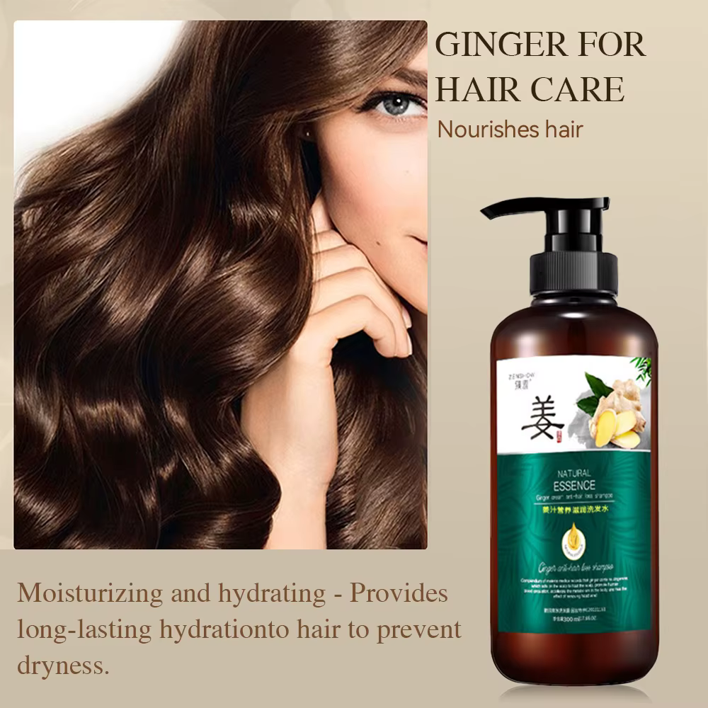 Shampoing à l'huile essentielle de gingembre pour la croissance des cheveux, soin naturel Anti-perte de cheveux, prévient les cheveux secs, crépus et endommagés, réparation