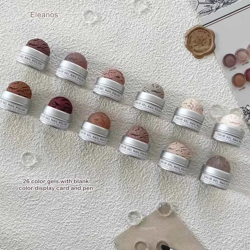 Eleanos Straberry rose marron 26 pièces Gel crème solide vernis Gel de peinture professionnelle avec nuancier pour Nail